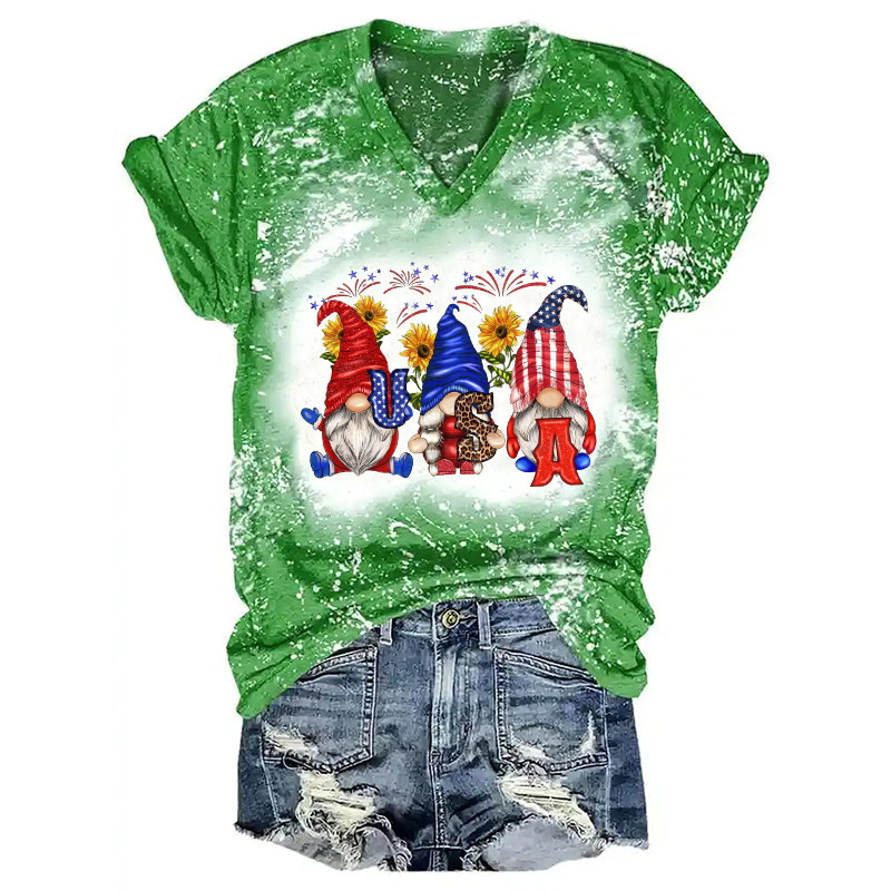 Women's Sunflower USA Gnome Print Glitter Top